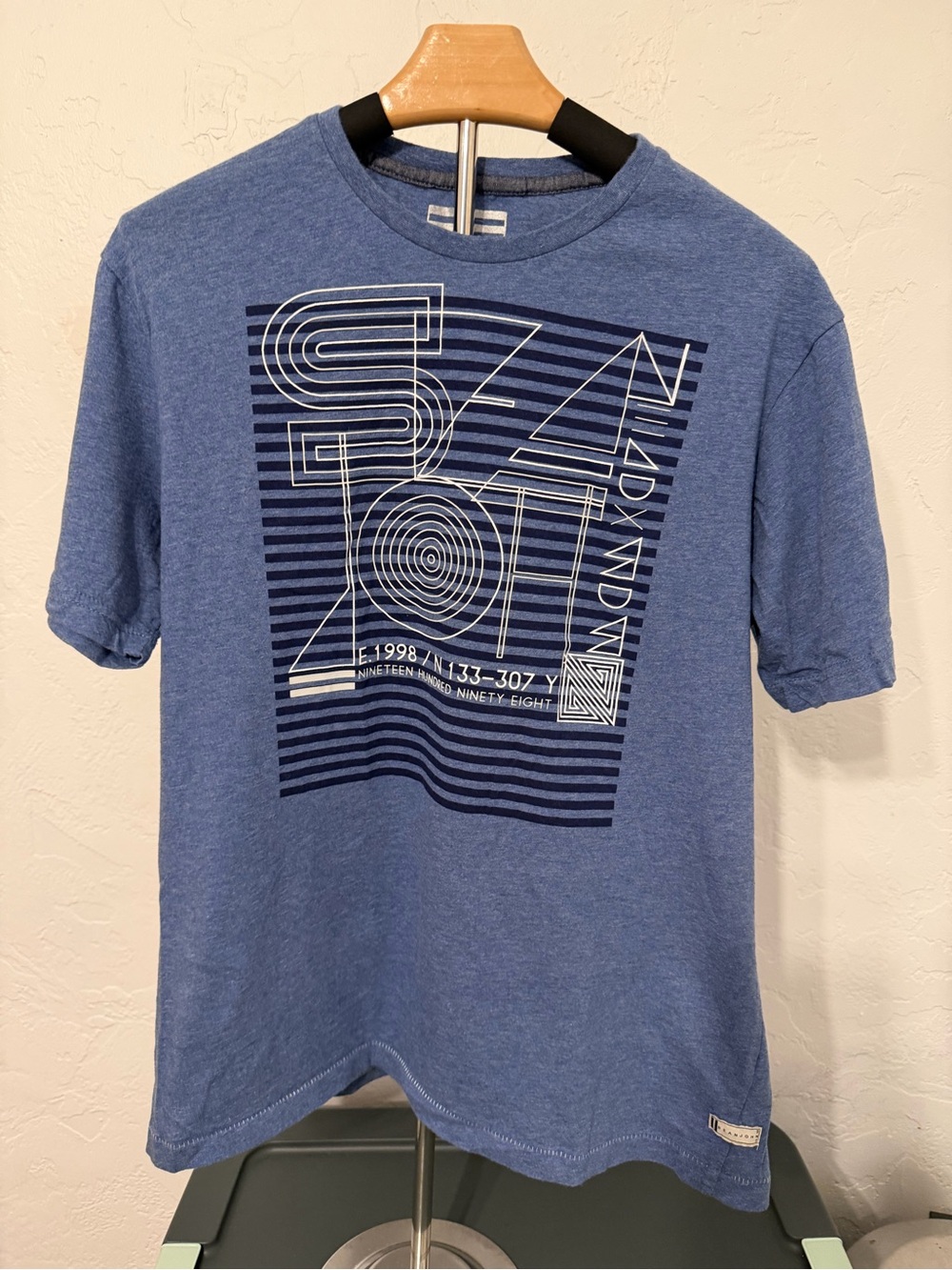 Sean John Heathered Blue Short Sleeve Tee with Navy Stripe